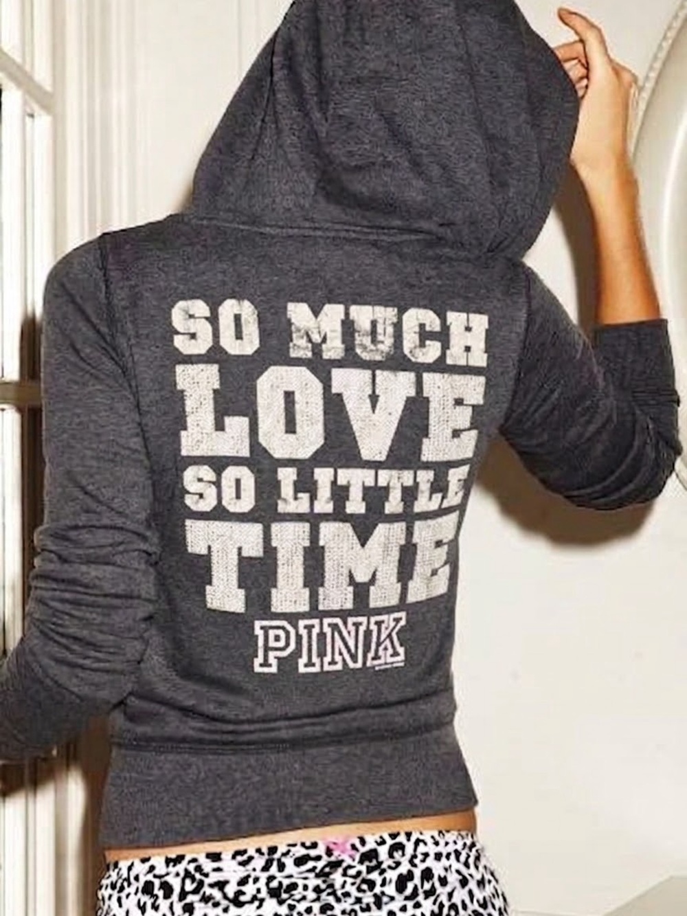 Y2K Vintage PINK Victoria’s Secret Bling Zip Up Hoodie Grey Size Large
